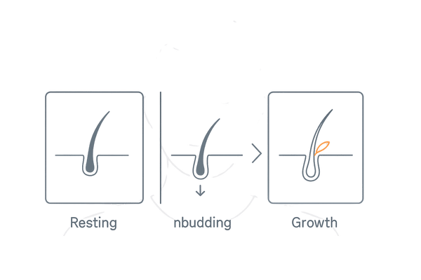 ミノキシジル初期脱毛と毛周期の関係図(成長期・退行期・休止期の流れ)