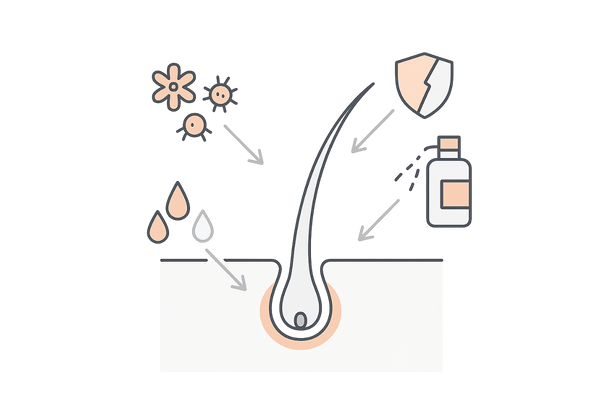 頭皮アトピーの原因と仕組み｜バリア機能低下と外的刺激の関係（図解）