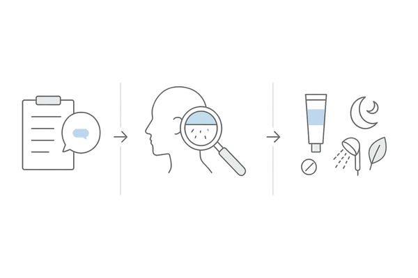 頭皮アトピー治療の流れ｜皮膚科の問診・視診・処方・生活指導（図）