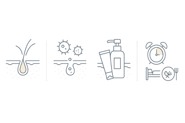 頭皮のブツブツを引き起こす4つの主な原因(皮脂・細菌真菌・刺激・生活習慣)