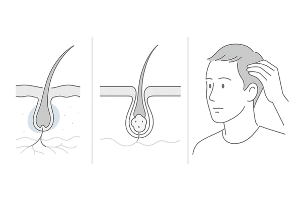 炎症と毛穴詰まりが薄毛リスクにつながる頭皮イメージ