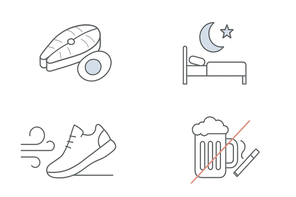 フケ予防に役立つ生活習慣(食事・睡眠・ストレスケア・アルコール/喫煙を控える)