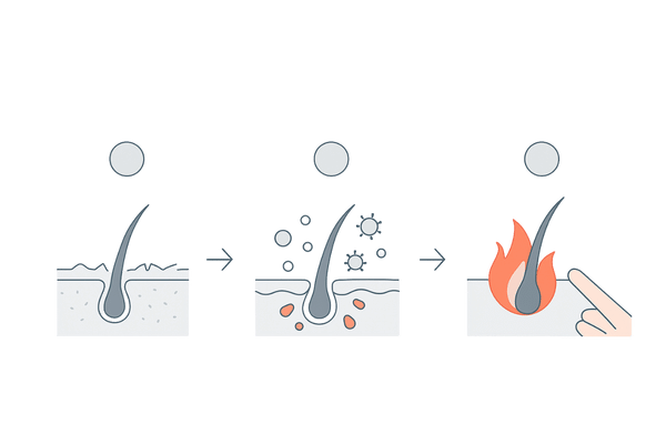 頭皮のかゆみの主なメカニズム（バリア低下・皮脂バランス・炎症）｜医療イラスト
