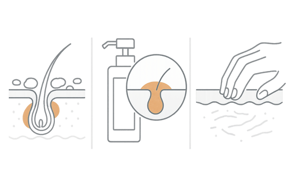 脂漏性皮膚炎・接触皮膚炎・アトピー性皮膚炎など頭皮湿疹のタイプを比較するイラスト