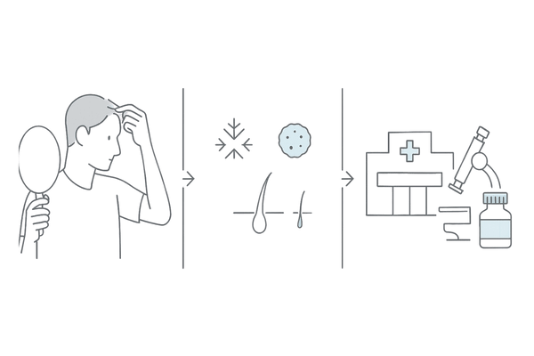 薄毛悪化を防ぐための早期発見～受診フロー（4ステップ図）