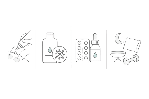 脂漏性皮膚炎とAGAを同時にケアする併用治療イメージ（4パネル）