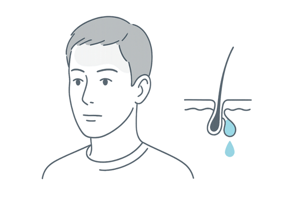頭皮と脂漏性皮膚炎の発生しやすい部位と特徴のイメージ（男性・頭皮ケア）