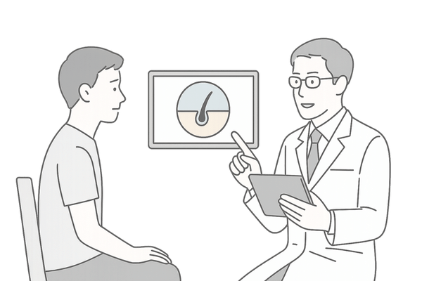 AGAクリニックで若年性脱毛のカウンセリングを受ける男性のイメージ