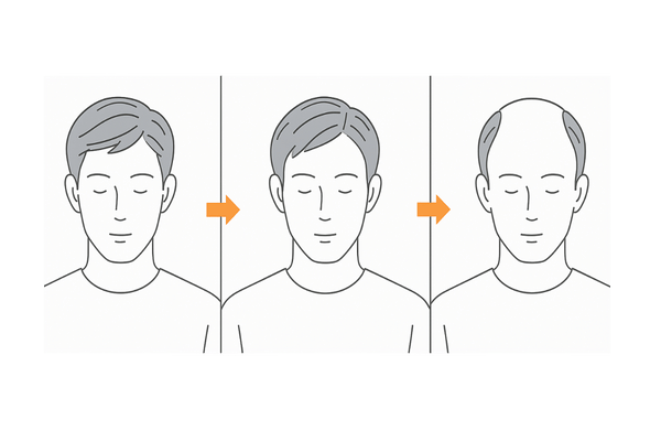 AGA進行度の視覚比較｜初期・中期・末期〜じゃりっぱげの頭部シルエット