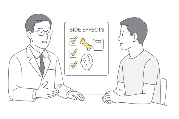 円形脱毛症のステロイド治療で注意したい副作用と定期チェックのイラスト