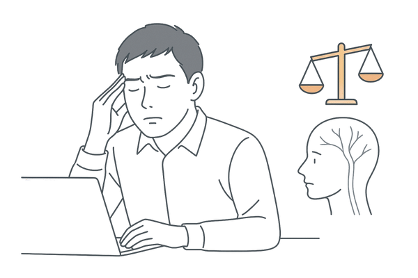 自律神経の乱れ・ストレスと秋の抜け毛の関係を示すイラスト