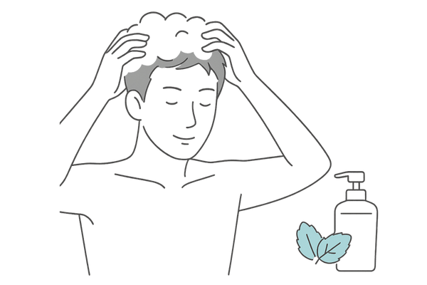 クールシャンプーで夏の頭皮をすっきり洗う男性のイメージ