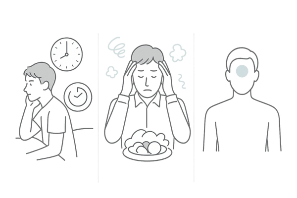 びまん性脱毛症の進行を早める要因（生活習慣・ストレス・ホルモン）の図解