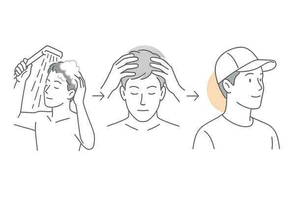 びまん性脱毛症の改善を支える日常ケア（洗髪・マッサージ・紫外線対策）の図