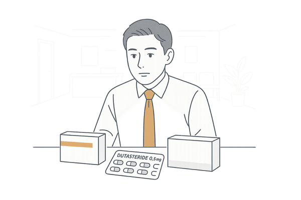 デュタステリド0.5mgの先発薬とジェネリックを比較検討する男性のイメージ