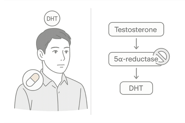 デュタステリドによるDHT生成抑制のイメージ（男性向けAGA治療）