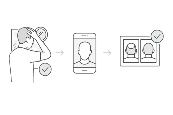 若ハゲのセルフチェック｜鏡とスマホでの観察手順イメージ