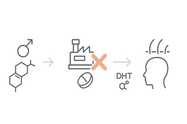 フィナステリドの作用機序とDHT抑制のイメージ図