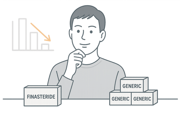 フィナステリドジェネリックと先発薬を比較しながら選ぶ男性のイメージ