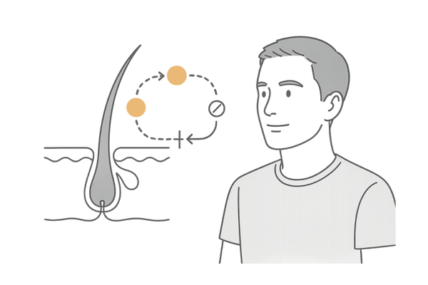 フィナステリドがDHTを抑えてヘアサイクルを整えるイメージ図