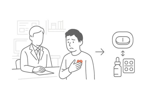副作用が出たときに医師へ相談し治療方針を調整するイメージ
