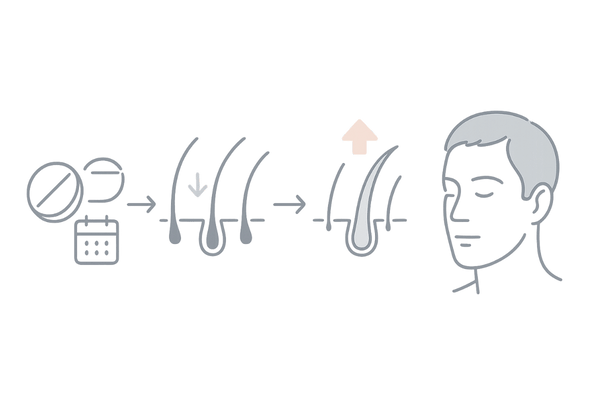 フィナステリド服用後のM字改善までの経過イメージ