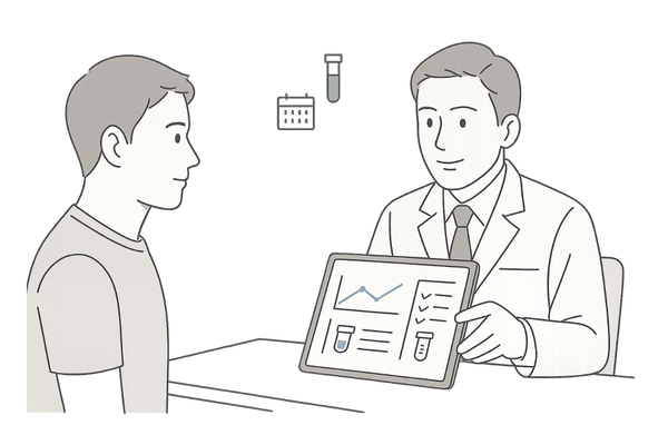 フィナステリド処方時の医師のフォローと定期検査をイメージしたイラスト