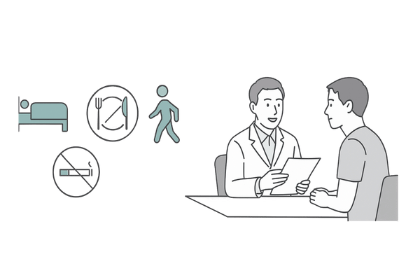 フィナロイド副作用対策としての生活習慣改善と医師相談のイラスト