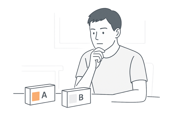 フィンペシアとフィナクスを比較して選ぶ男性のイラスト