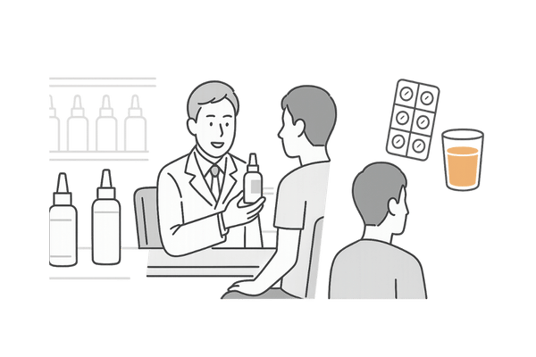 市販育毛剤と処方育毛剤・内服薬の違いを比較するイメージイラスト