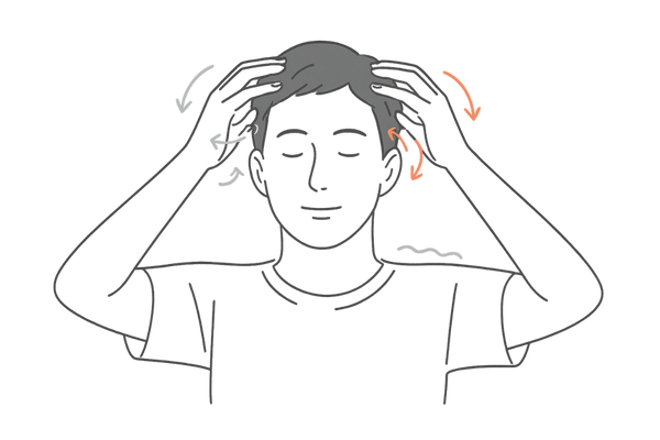 育毛マッサージの基本手順イラスト｜頭皮の血行促進とツボ押し