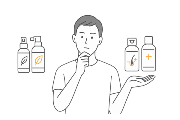 男性向け育毛剤と発毛剤の違いをイメージで比較した図