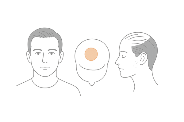 AGAと他の脱毛症の違いがひと目でわかる男性の抜け毛イメージ図
