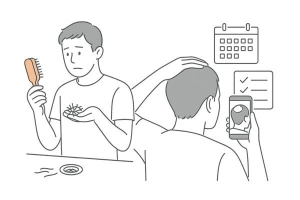 初期脱毛と通常の抜け毛を見分ける自己チェックイメージ