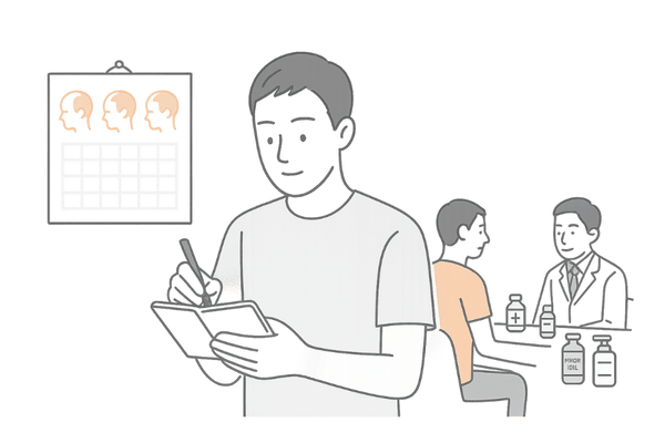 フィンペシア初期脱毛の経過観察と医師への相談タイミングイメージ