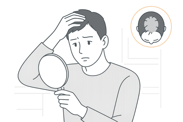 男性型脱毛症の初期サインをセルフチェックする男性のイメージ