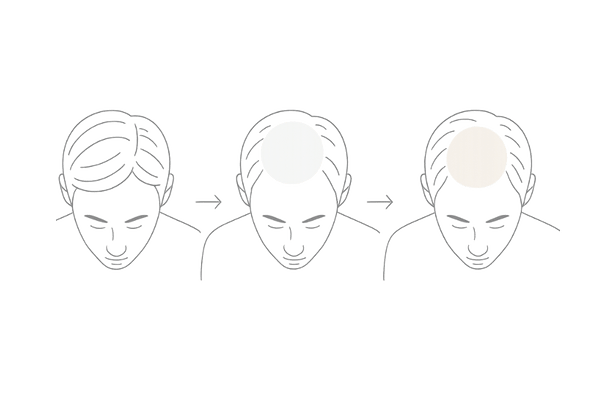 O字型はげの進行ステップ(つむじ周辺の薄毛拡大)