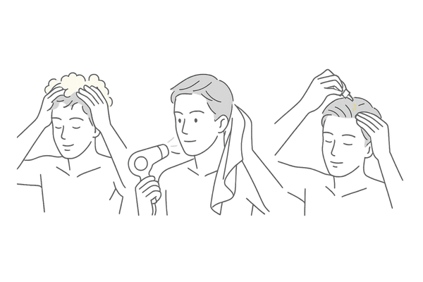 シャンプー時の頭皮マッサージと保湿ケアの流れ(自宅で継続)