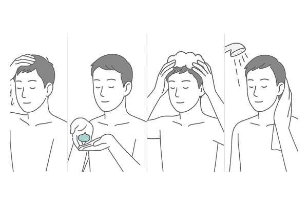 抜け毛を防ぐための正しいシャンプー手順（予洗い～マッサージ～すすぎ）