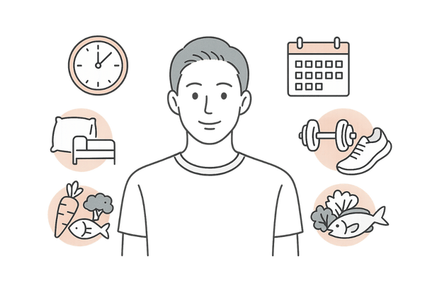 AGA治療と生活習慣の見直しを組み合わせて継続する男性のイメージ