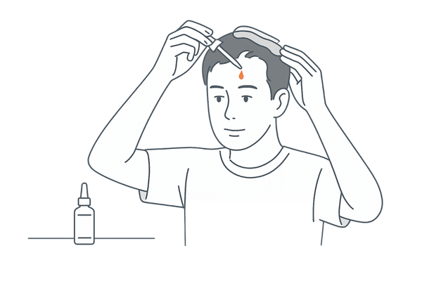 ミノキシジルなど外用薬を頭皮に塗布する男性のイメージ