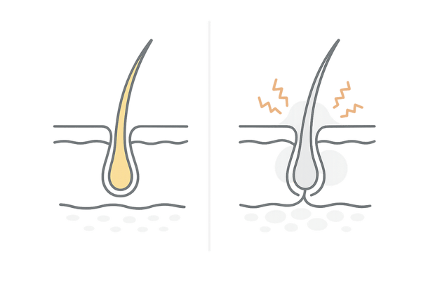 頭皮のかゆみと炎症が抜け毛につながるイメージ（頭皮環境の乱れ）