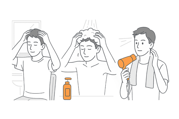 髪が細くなったときに自宅でできる頭皮マッサージと正しい洗髪方法のイメージ