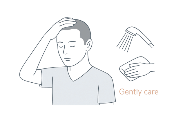 植毛手術後の洗髪・生活上の注意点をイメージした男性