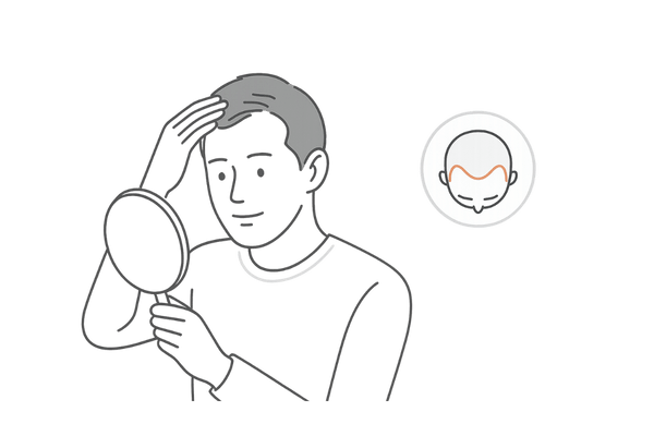 生え際の自毛植毛イメージ|後退したM字ハゲを自然にカバーする施術概略