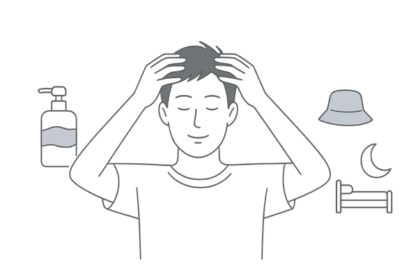 白髪予防につながる頭皮マッサージと生活習慣ケアイメージ