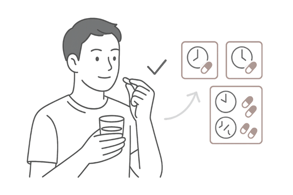 ミノキシジル2.5mgの1日1回・2回服用スケジュールと飲み方イメージ