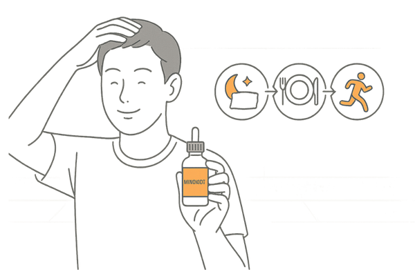 ミノキシジル効果を高める生活習慣を実践するAGA男性のイメージ