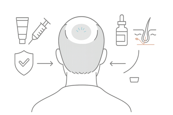 円形脱毛症に対するミノキシジル併用治療の位置づけ図
