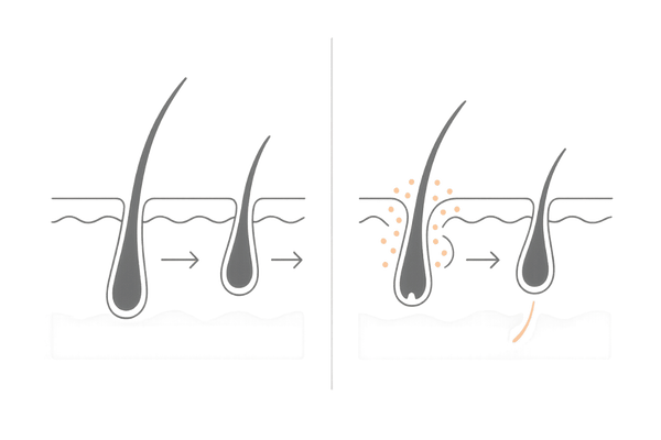 円形脱毛症の発症メカニズムとヘアサイクル図